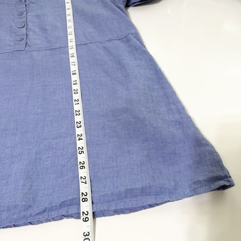 Women’s Flax 100% Linen Short Sleeve Tunic Top Blue  Size M - Picture 9 of 9